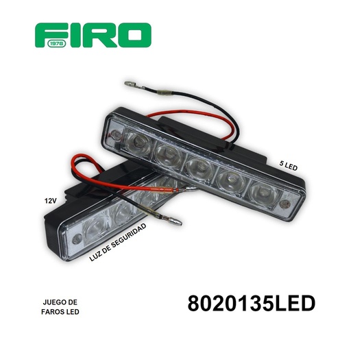 [8020135LED] FARO RECTANGULAR JUEGO 12V 5 LED LUZ DE SEGURIDAD IP67
