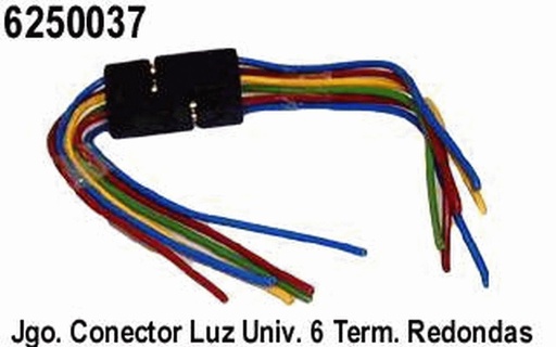 [6250037] ENCHUFE O CONECTOR 6 LINEAS JGO. LUZ UNIV. TERMINALES REDONDAS