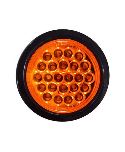 [7530444AH] PLAFON EMBUTIDO 4" AMBAR 12V 24 LED C/HULE/GROOMET***** =44