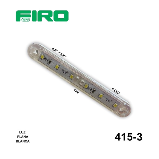 [415-3] LUZ PLANA 4.5" X 5/8" 6 LED BLANCOS 12V 3 CABLES = 415*4-3