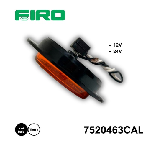 [7520463CAL] PLAFON REDONDO 2.5" AMBAR 12v 24V. CANDADO NEGRO 3 LED CONECTOR