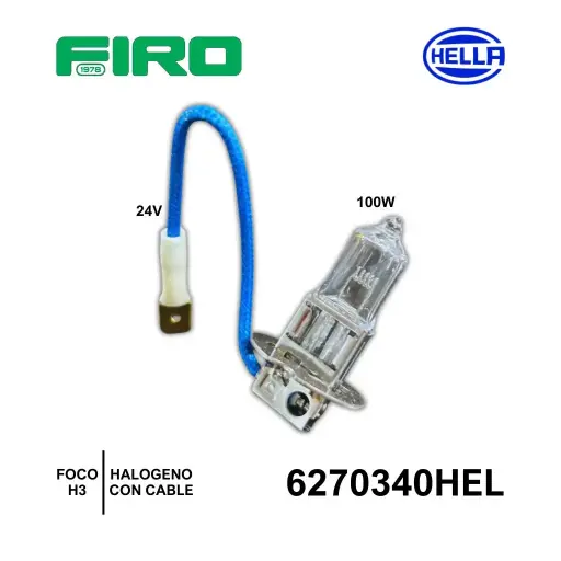 [6270340HEL] FOCO H3 C/CABLE 24V 100W HALOGENO