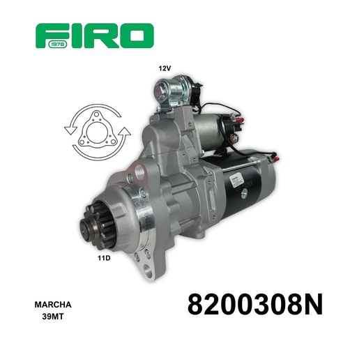 [8200308N] MARCHA 39MT 12V 11D DELCO REMY NUEVA OEM