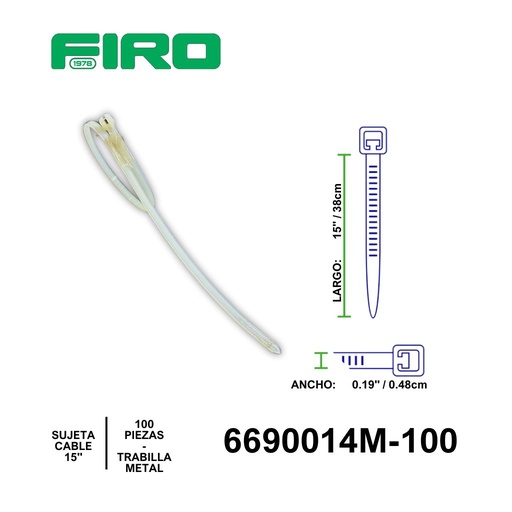 [6690014M-100] SUJETA CABLE 14" DE NYLON C/METALICO 100PZ