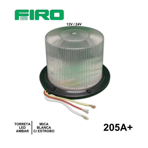 [205A+] TORRETA  LED AMBAR 12V/24V MICA BLANCA ESTROBO PCB LED = 204 204+