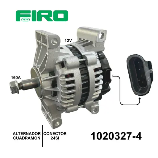 [1020327-4] ALTERNADOR 12V 160A CUADRAMON 24SI CONECTOR DELCO =1020328-4