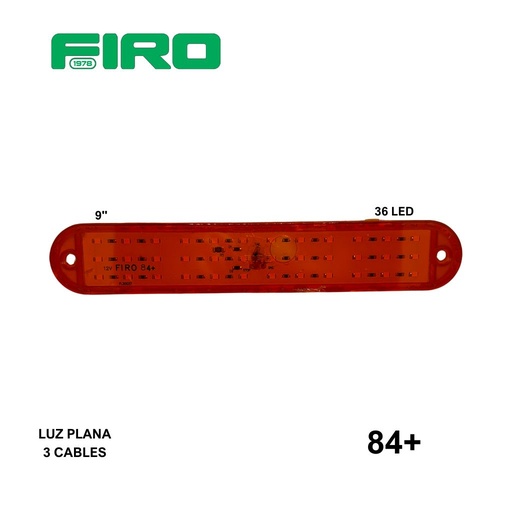 [84+] LUZ PLANA 9" 12V 36 LED AMBAR OVALADO 3 CABLES ALTA/BAJA
