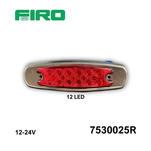 [7530025R] PLAFON LATERAL 12V ALARGADO 12 LED ROJO