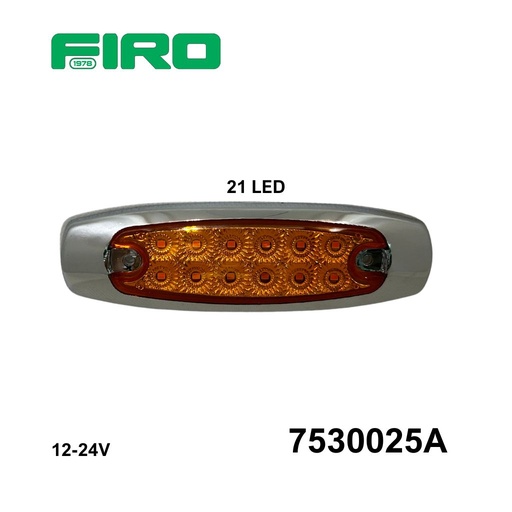 [7530025A] PLAFON LATERAL 12v ALARGADO 12 LED AMBAR