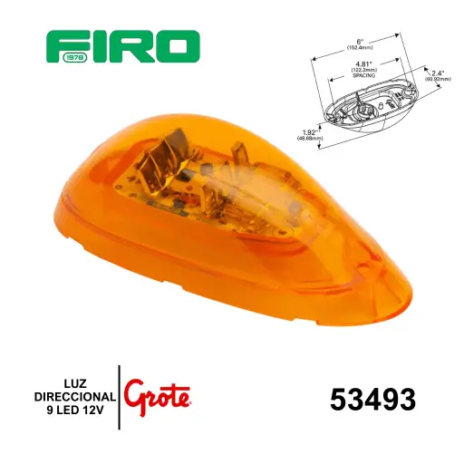 [53493] LUZ DIRECCIONAL 12V 9 LED AMBAR 12V GROTE SUPERNOVA