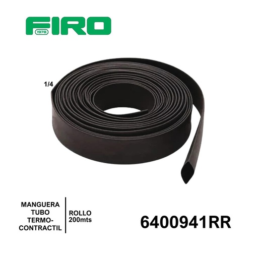 [6400941RR] MANGUERA TUBO TERMOCONTRACTIL 06.35MM=1/4 NEGRO ROLLO 200M=941-10C