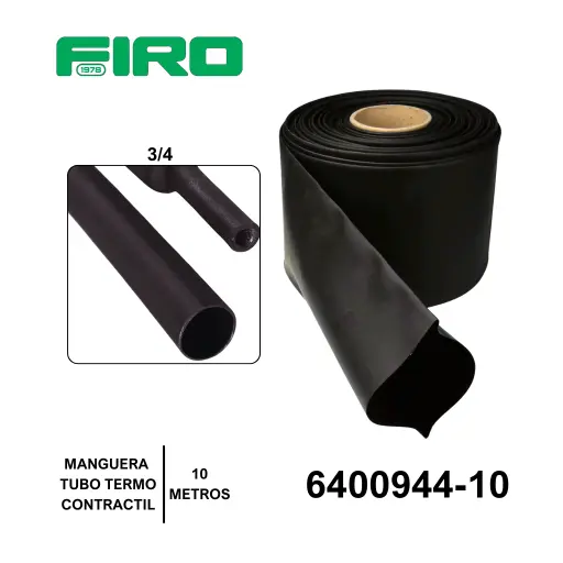 [6400944-10] MANGUERA TUBO TERMOCONTRACTIL 19.05MM=3/4 NEGRO 10 METRO