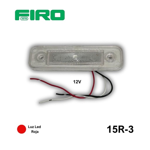 [15R-3] #15R-3 LUZ PLANA 1"X4" 3 LED ROJOS 12V 3 CABLES