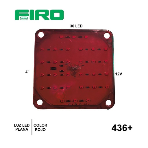 [436+] LUZ PLANA 4" 30 LED 12V CUADRADA PCB 10X10CM ROJO=434M
