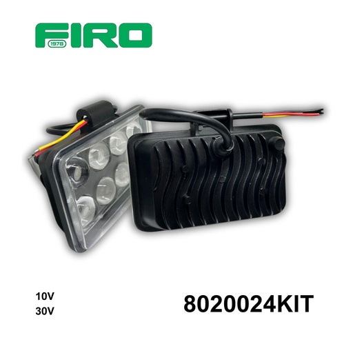 [8020024KIT] JGO. FARO RECTANGULAR 6"X3.5" 10V-30V 8 LED 24W BLANCO IP67 (2 pza