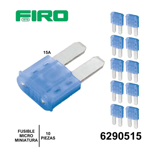 [6290515] FUSIBLE MICROMINIATURA 2LGT  15A 10 PZS