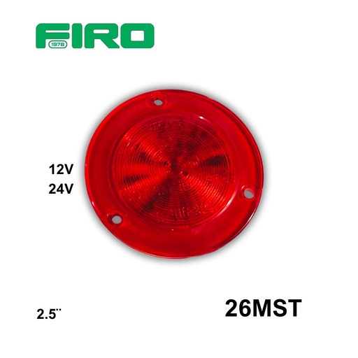 [26MST] #26MST LUZ PLANA 2.5" 12V/24V 12 LED ROJO REDONDO ESTROBO MULTIVOLTAJE