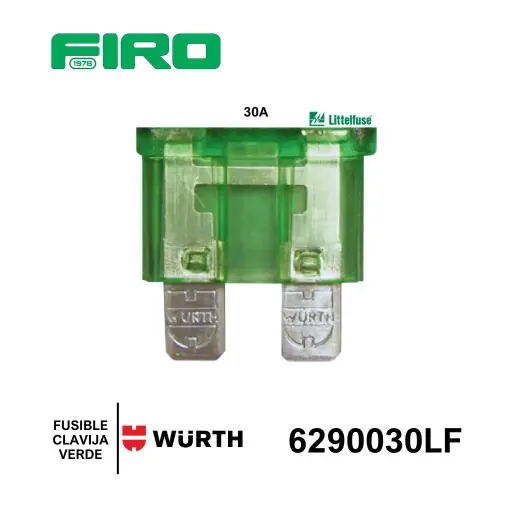 [6290030LF] FUSIBLE CLAVIJA 30A. VERDE 1 PZA. MARCA *LITTLE FUSE*