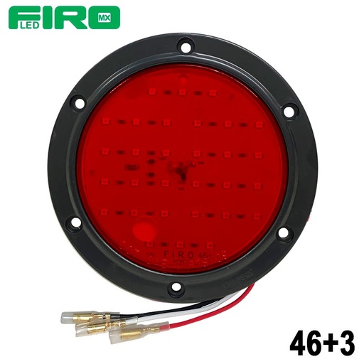 [46+3] LUZ PLANA 4" 30 LED ROJOS REDONDO 12V y+3 CONECTORES