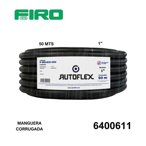 [6400611] MANGUERA CORRUGADA 1"  50 MTS NEGRA AUTOFLEX