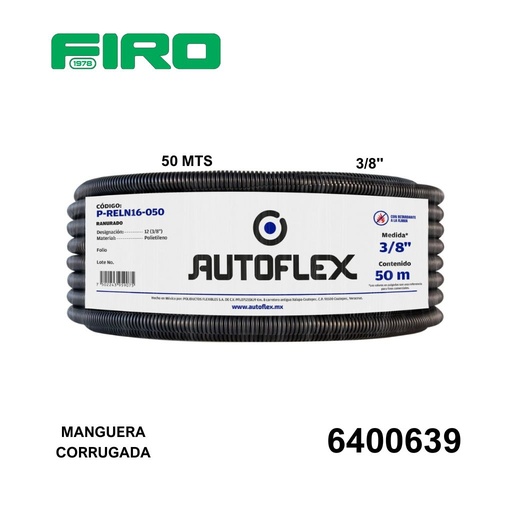 [6400639] MANGUERA CORRUGADA 3/8  50 MTS NEGRA AUTOFLEX=6400538