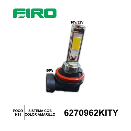 [6270962KITY] FOCOS H11 10-32V  50W SISTEMA COB AMARILLO