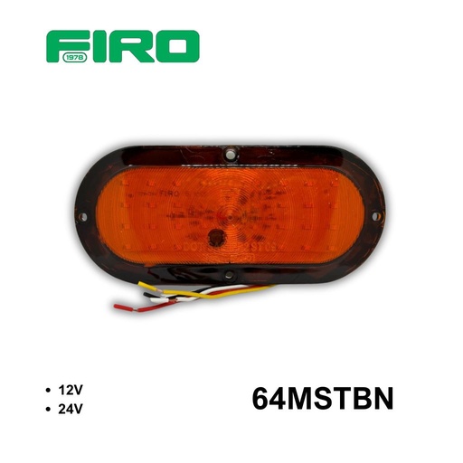 [64MSTBN] LUZ PLANA 6" 12V 36 LED AMBAR OVALADO  MULTVOL ESTROBO12V-24