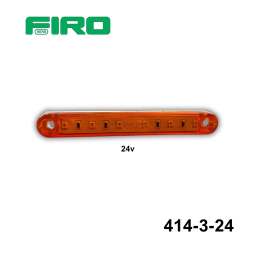 [414-3-24] #414-3-24 LUZ PLANA 24V 4.5" X 5/8" 6 LED AMBAR 3 CABLES