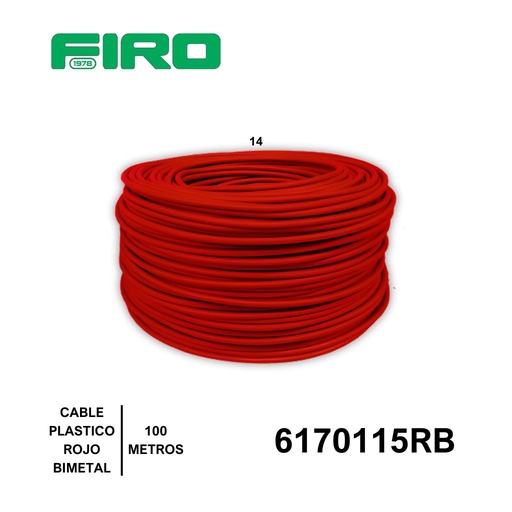 [6170115RB] CABLE PLASTICO # 14 POR (100) MTS. ROLLO ROJO ((BIMETAL CCA)