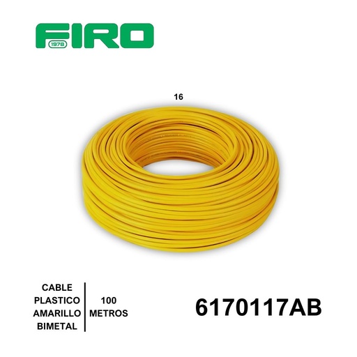 [6170117AB] CABLE PLASTICO # 16 POR (100) MTS. ROLLO AMARILLO ((BIMETAL CCA))