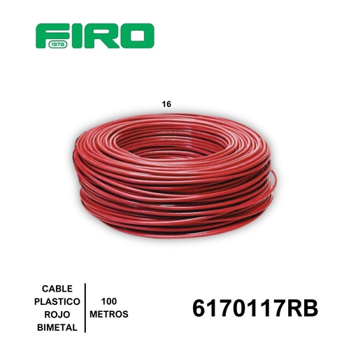 [6170117RB] CABLE PLASTICO # 16 POR (100) MTS. ROLLO ROJO ((BIMETAL CCA))