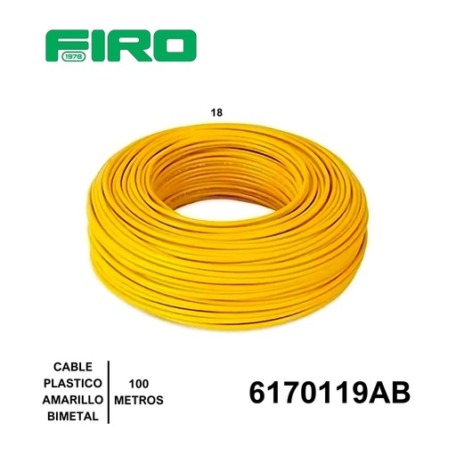 [6170119AB] CABLE PLASTICO # 18 POR (100) MTS. ROLLO AMARILLO ((BIMETAL CCA))