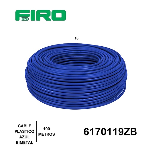 [6170119ZB] CABLE PLASTICO # 18 POR (100) MTS. ROLLO AZUL ((BIMETAL CCA))