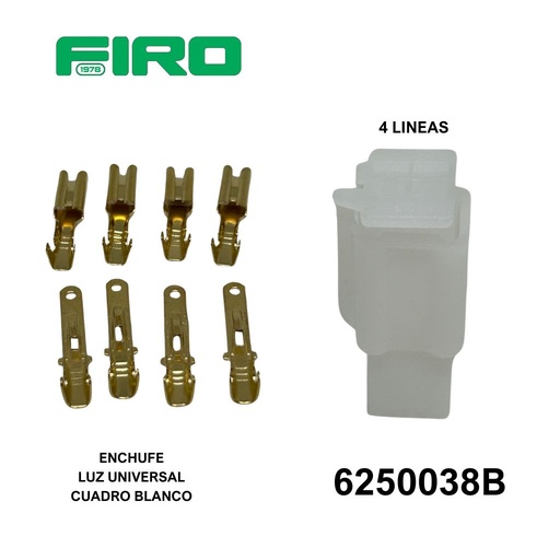 [6250038B] ENCHUFE O CONECTOR 4 LINEAS (JGO.) LUZ UNIV. TERMINALES CUADRO BLA