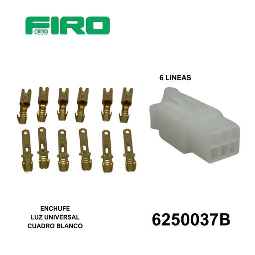 [6250037B] ENCHUFE O CONECTOR 6 LINEAS (JGO.) LUZ UNIV. TERMINALES CUADRO BLA