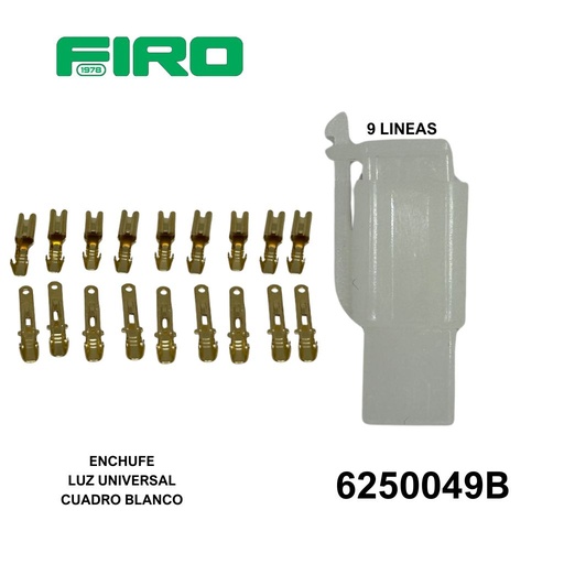 [6250049B] ENCHUFE O CONECTOR 9 LINEAS (JGO.) LUZ UNIV. TERMINALES CUADRO BLA