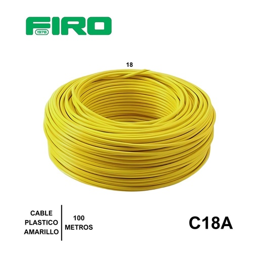 [C18A] CABLE PLASTICO # 18 POR (100) MTS. ROLLO AMARILLO AWG ((FABRICA))
