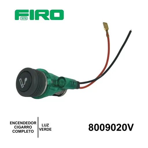 [8009020V] ENCENDEDOR CIGARRO COMPLETO LUZ VERDE=8009005