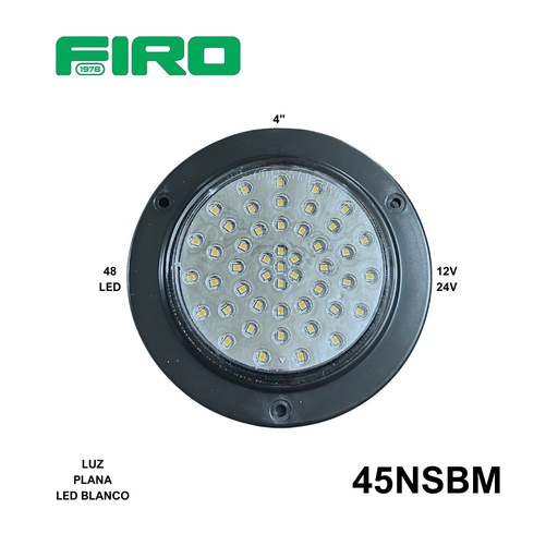 [45NSBM] LUZ PLANA 4" 48 LED BLANCOS REDONDO 12-24V  4 CABLES