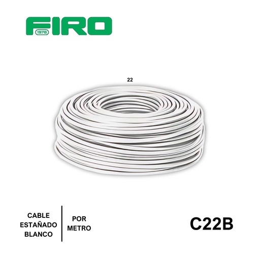 [C22B] CABLE ESTAÑADO 22 AWG BLANCO POR (1) METRO ((FABRICA))
