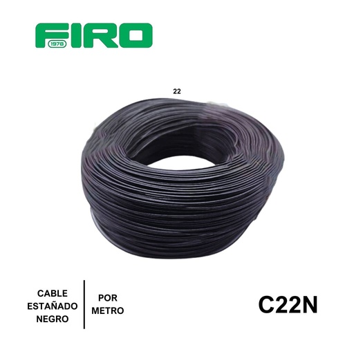 [C22N] CABLE ESTAÑADO 22 AWG NEGRO POR (1) METRO ((FABRICA))