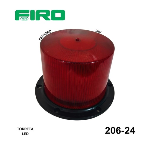[206-24] TORRETA  LED ROJO 24V MICA ROJA ESTROBO = 206+