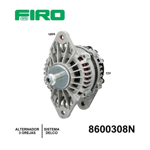 [8600308N] ALTERNADOR 12V 160A 3 OREJAS 28SI TORNILLOS DELCO NUEVO