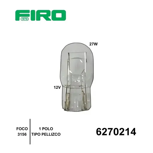 [6270214] FOCO 3156 12V 27W 1 POLO  SYLVANIA / OSRAM TIPO PELLIZCO.