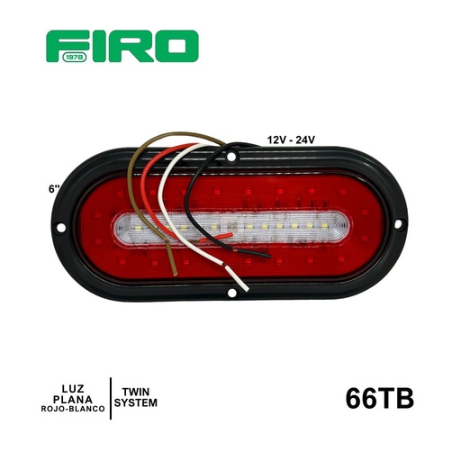 [66TB] LUZ PLANA 6" 12V-24V TWIN-SYSTEM ROJO/BLANCO