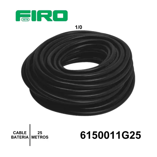 [6150011G25] CABLE BATERIA 1/0 POR (25) MTS NEGRO GEM