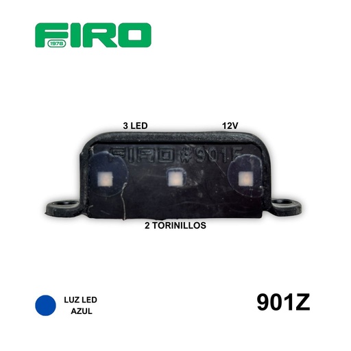 [901Z] PLAFON LUZ DE PLACA 12V 3 LED AZUL 2 TORNILLOS=901FC