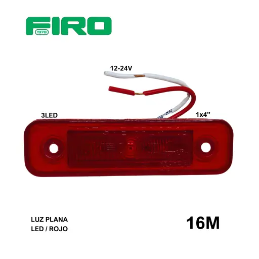 [16M] #16M LUZ PLANA 1X4" 12V/24V 3 LED ROJOS = 416M