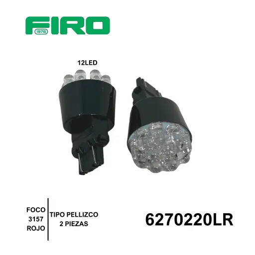 [6270220LR] FOCO 3157 ROJO (12 LEDS) PELLIZCO 2 PIEZAS