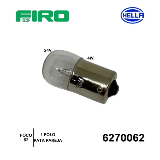 [6270062] FOCO DE 1 POLO 24V.4W. P/P TIPO BALA HELLA